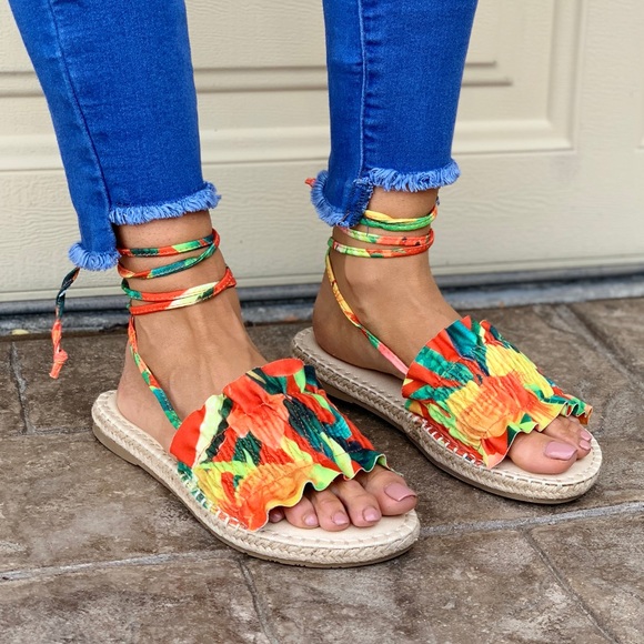 Urban Outfitters Shoes - Elle Wrap Up Gladiators Ruched Espadrille Flat